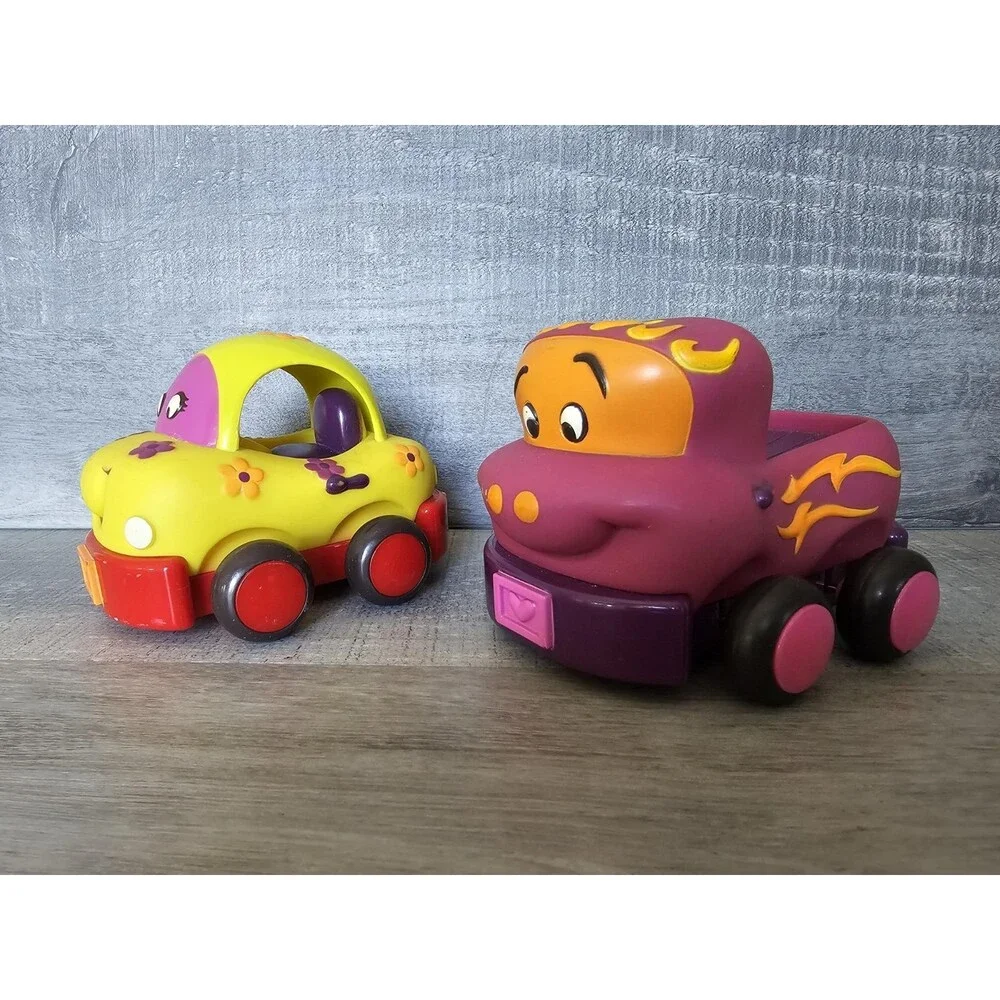 Chunky Cars Pull Back and Go- Just B You Pickup Truck Lot Of 2 Beetle Bug Car
